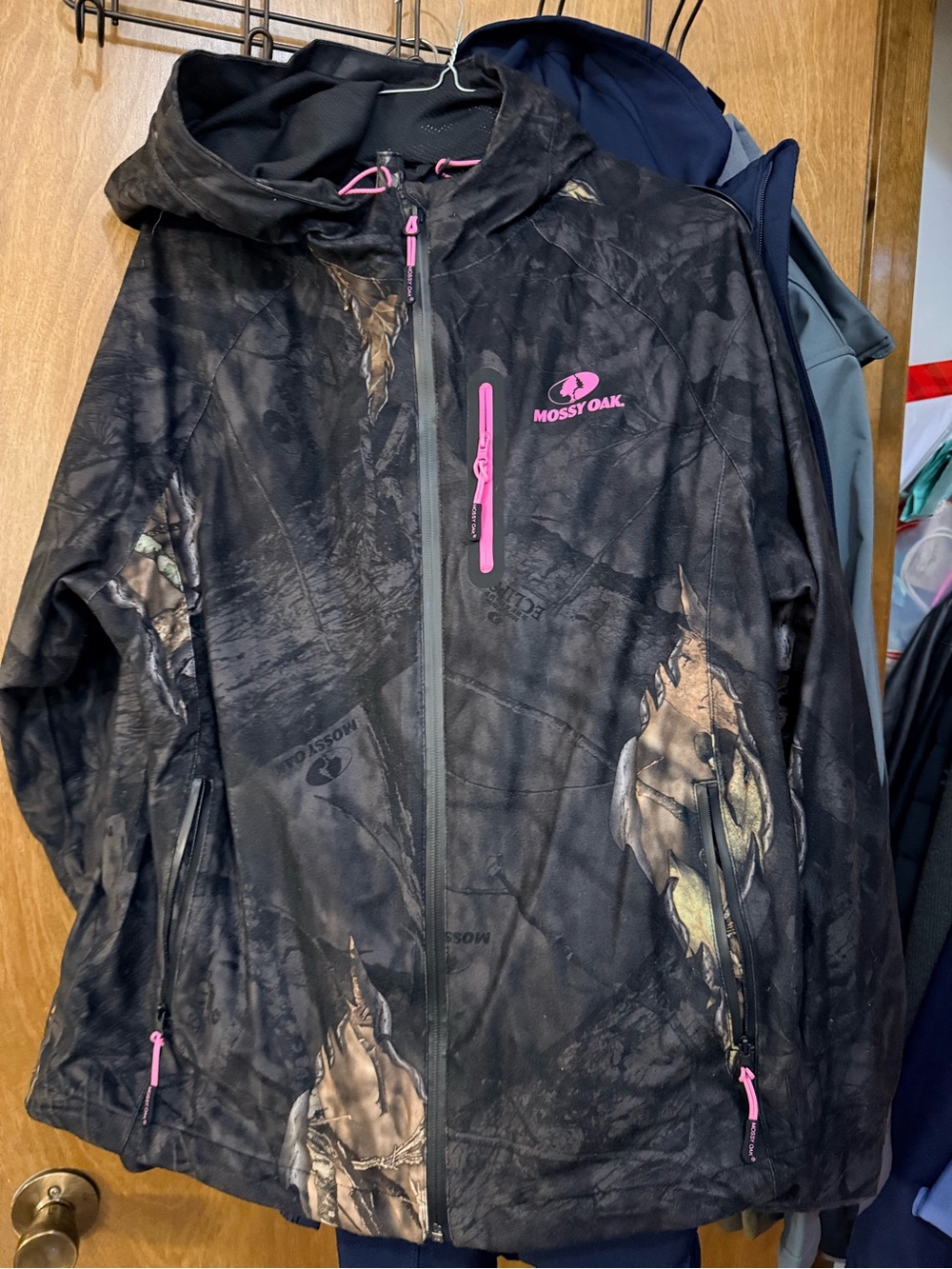 Mossy Oak Women's Black Camo Jacket with Pink Accents